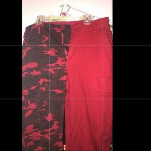 Fashion Nova Red/Camo Cargo Pants
